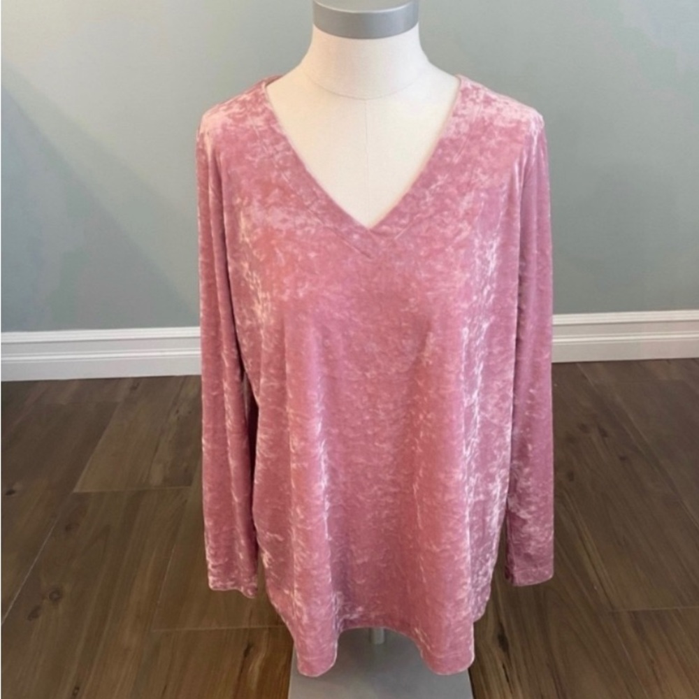 JJILL velour top - pink - size M